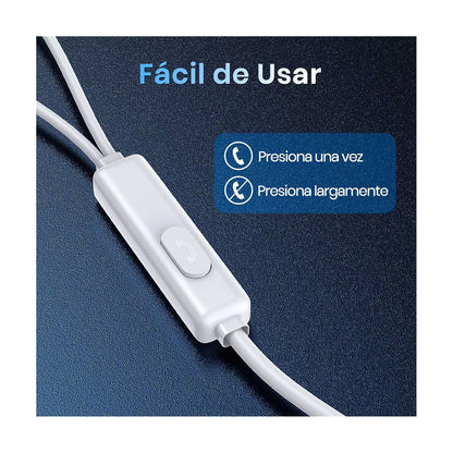 Audifonos Alambricos AUT124 Tipo C Blanco