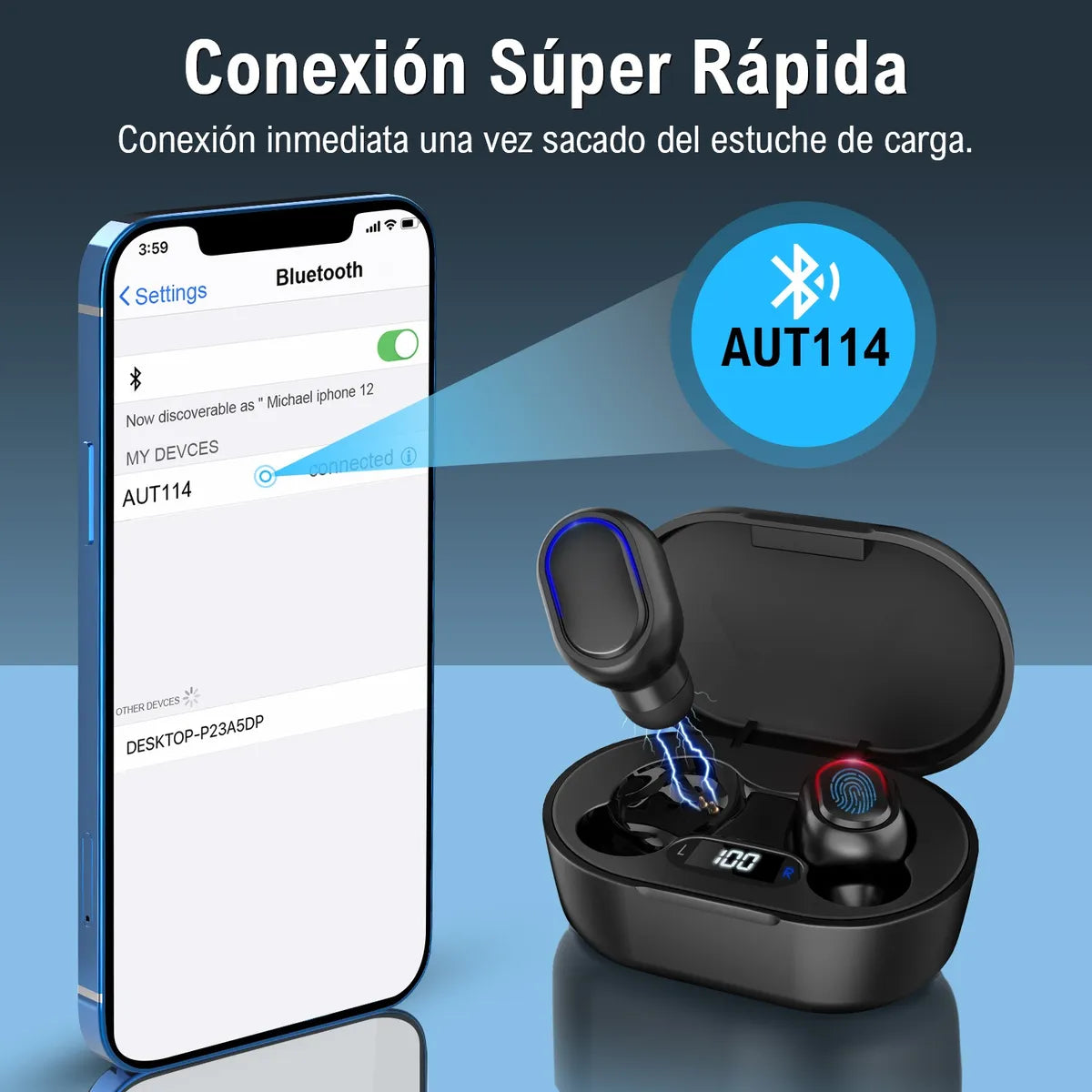 Audífonos Inalámbricos Con Bluetooth AUT114 Negro