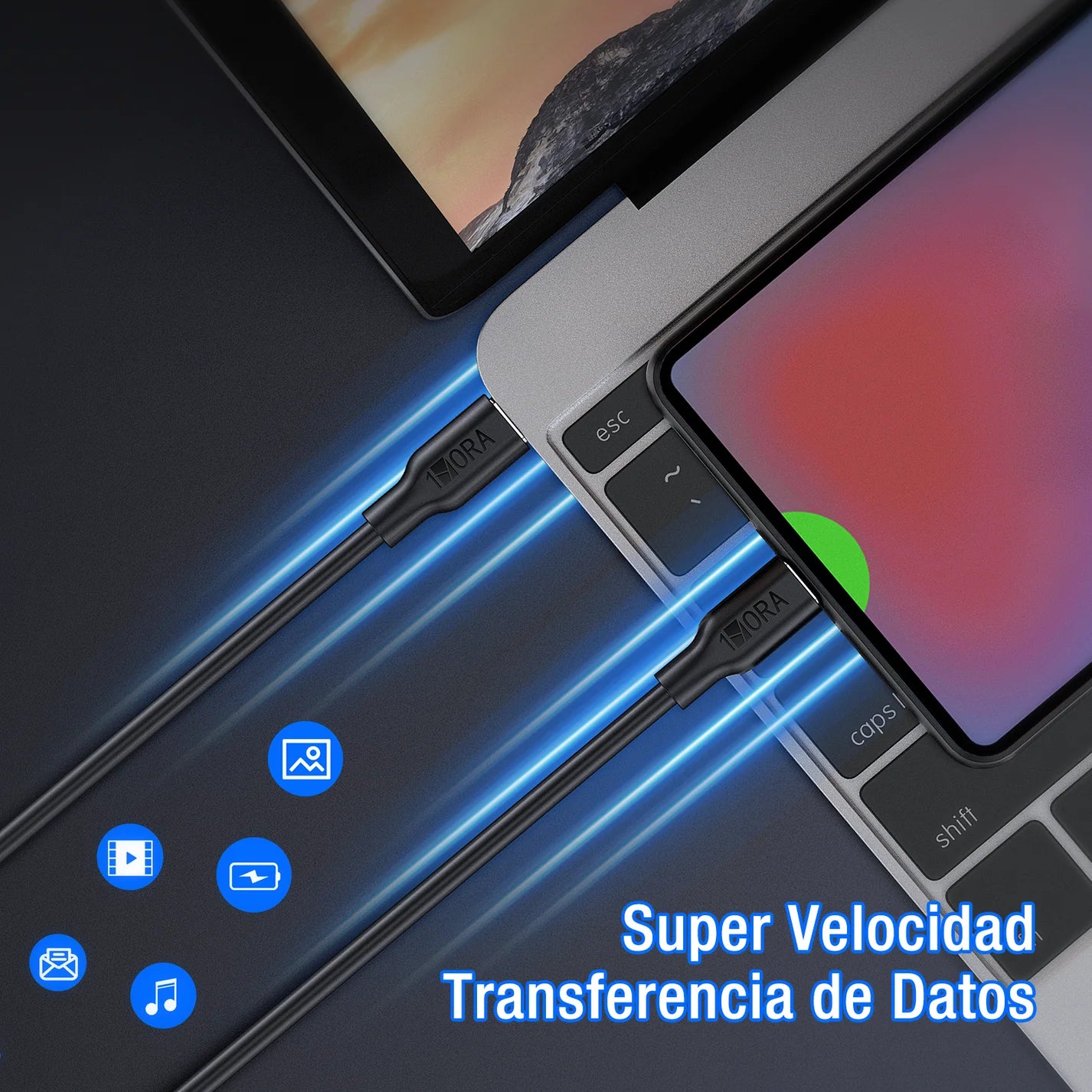 Cable Carga Rápida 3A Tipo C a Tipo C x 1m CAB252 Blanco