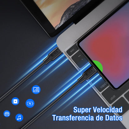 Cable Carga Rápida 3A Tipo C a Tipo C x 1m CAB252 Blanco