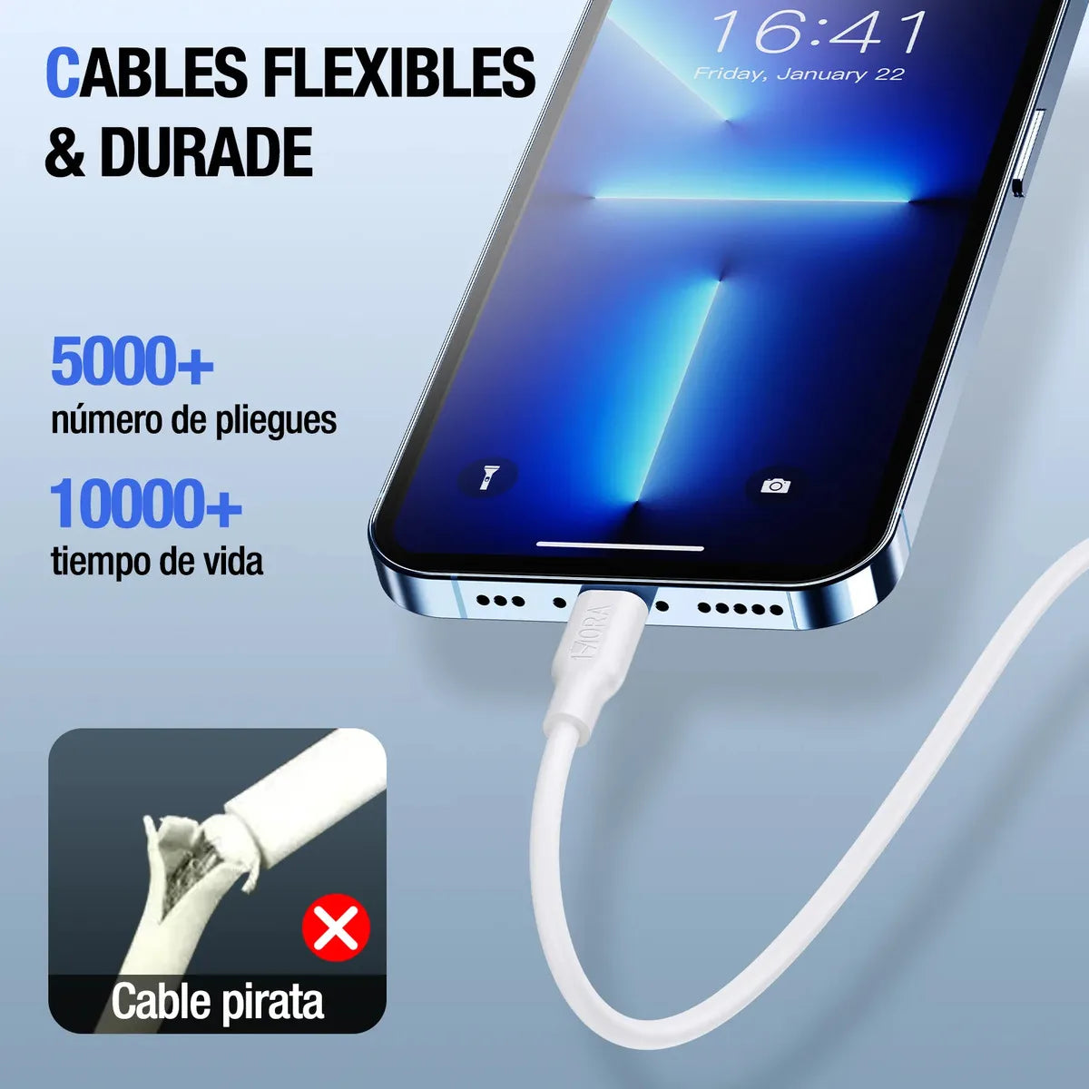 Cable 2.1A USB a Tipo IPhone x 1m en Caja CAB238