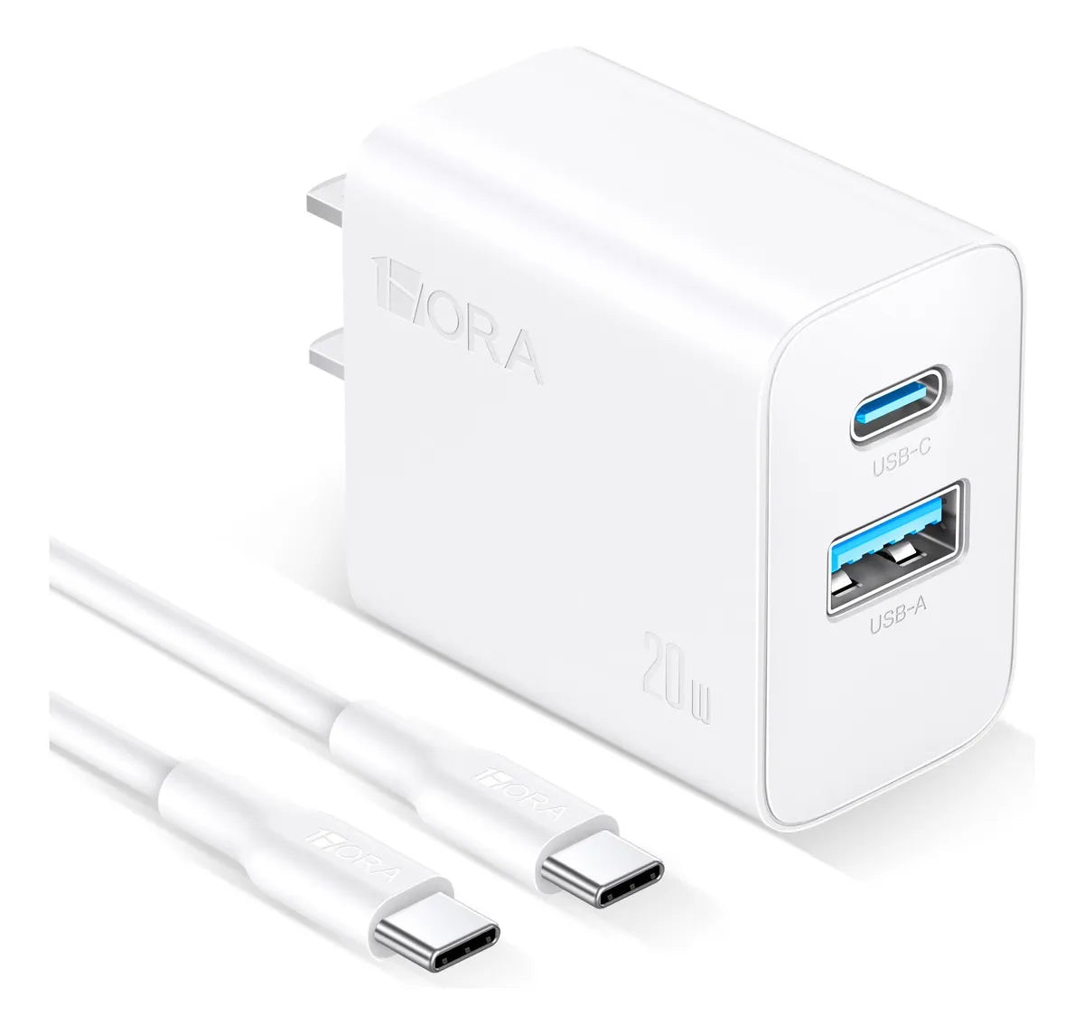 Cargador Carga Rápida 20W Tipo C y USB  + Cable Tipo C 3A x 1m GAR162