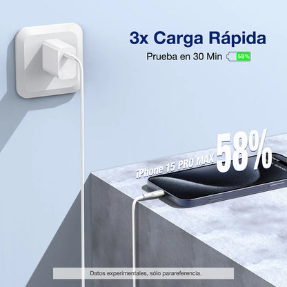 Cargador Carga Rápida 30W Tipo C + Cable Tipo C GAR165