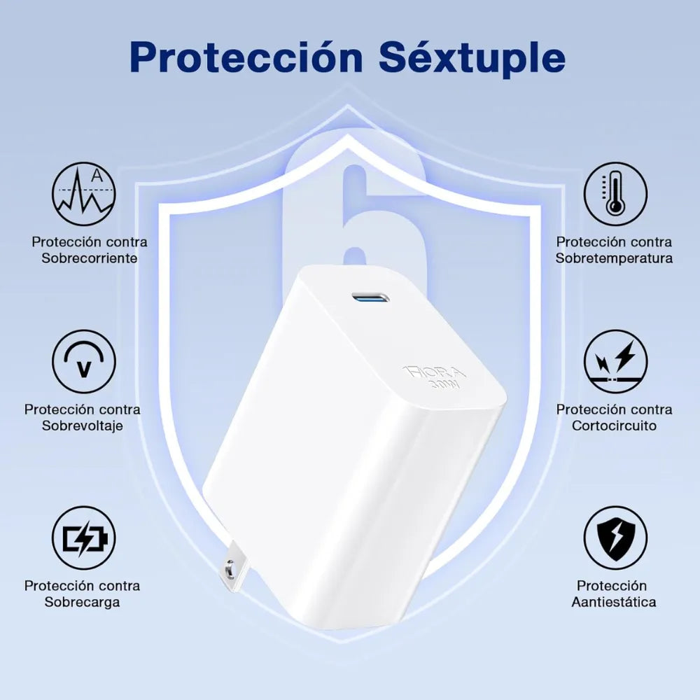 Adaptador Carga Rápida 30W Tipo C GAR164 Blanco