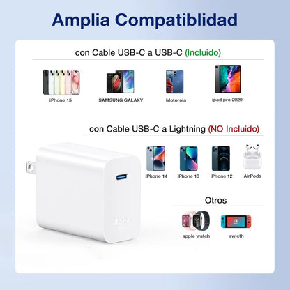 Adaptador Carga Rápida 30W Tipo C GAR164 Blanco