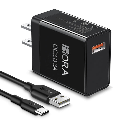 Cargador 18W USB + Cable USB a Tipo C 3A GAR092 Negro