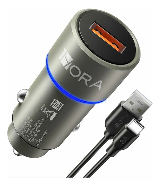 Adaptador de Carro 18W USB + Cable GAR116