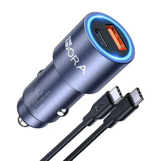 Adaptador de Carro 38W USB y Tipo C + Cable GAR241