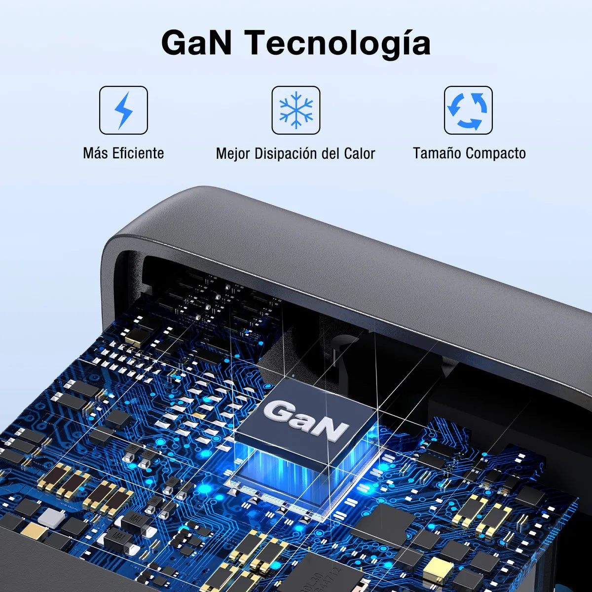 Cargador Carga Rápida 65W 2 Tipo C y 1 USB + Cable Tipo C 2m GAR322