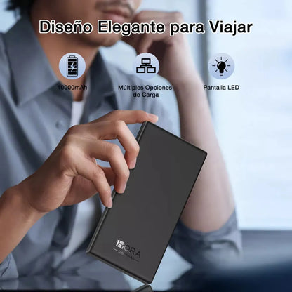 Powerbank 10.000 mAh 2 salidas USB con Linterna y Pantalla + Cable USB a Tipo C GAR263