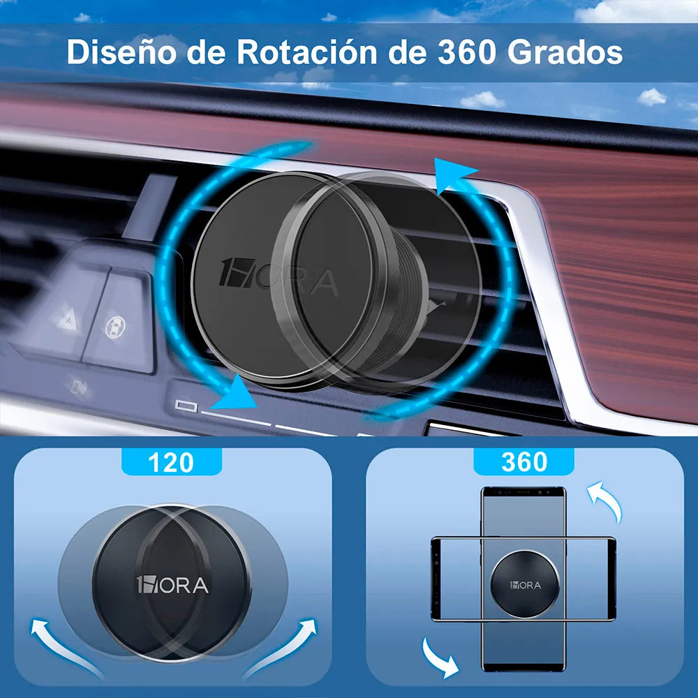 Soporte de auto para fijar en rejilla con Imán PJ033 Negro