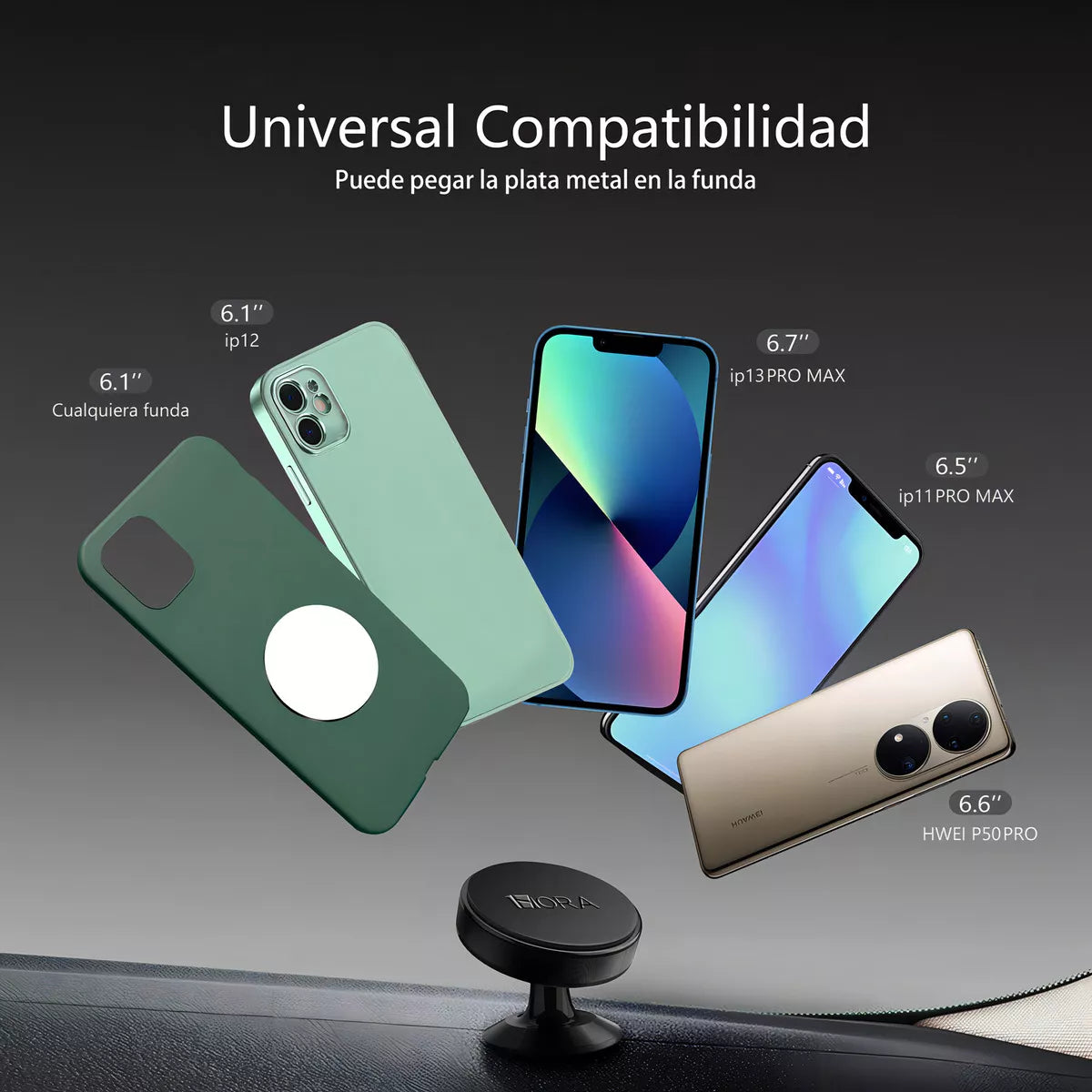 Soporte Magnético 360° Para Carro PJ093 Negro